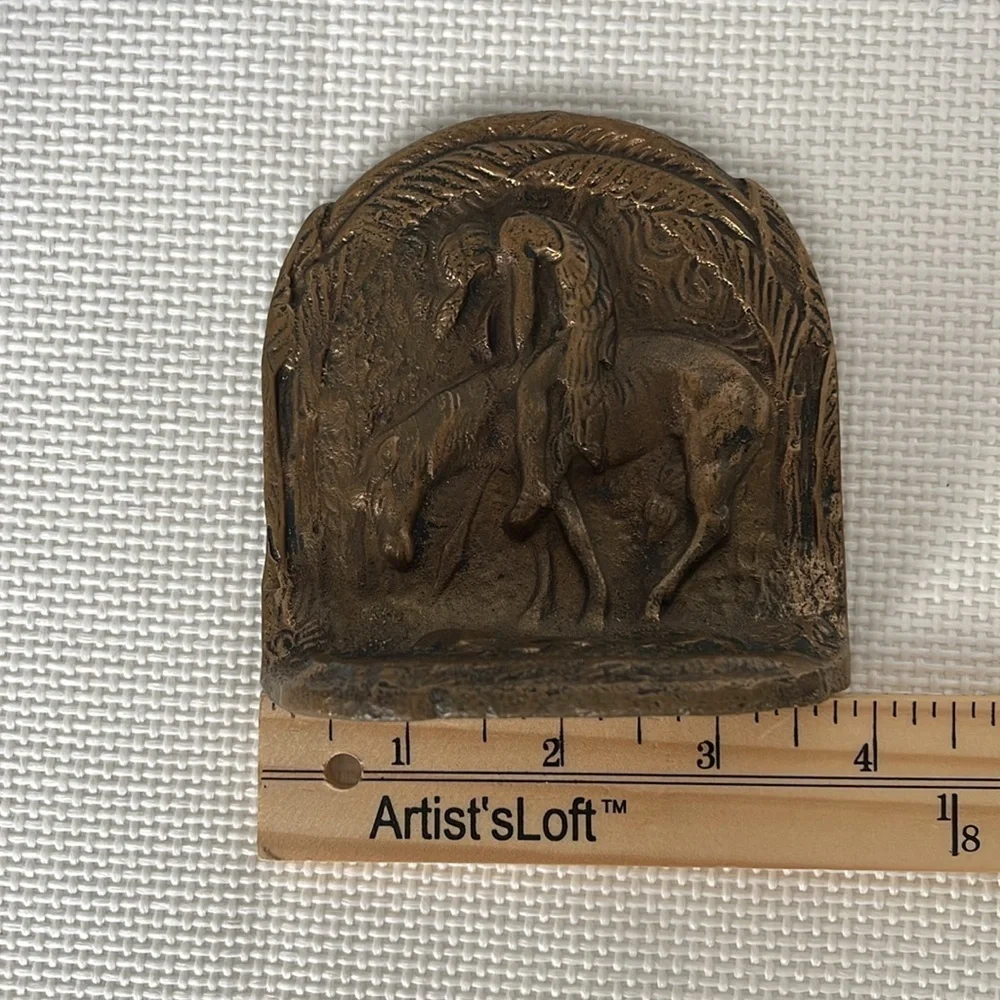 Vintage Dodge Company The End of the Trail Cast Metal Bronze Figural Bookend EUC